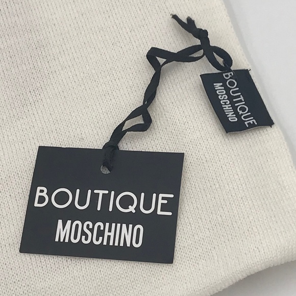 Auth Moschino white mixed wool scarf + tag - Picture 6 of 7